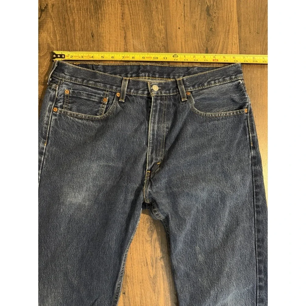 Levis 505 Jeans Mens 38x34 Regular Fit Straight Medium Wash Blue Denim Stretch